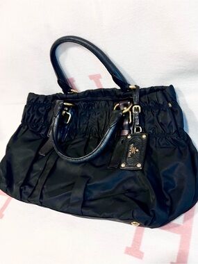 Prada⭐️Black Nylon Leather Tote with Gold Hardware! Offers